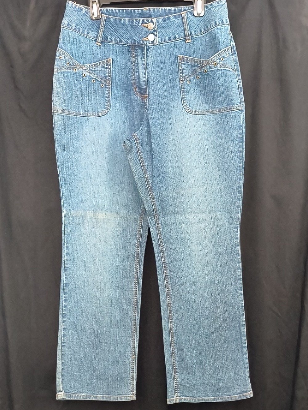 Women’s Medium Blue Denim Jeans with Pocket Stud Detail Item # 0037